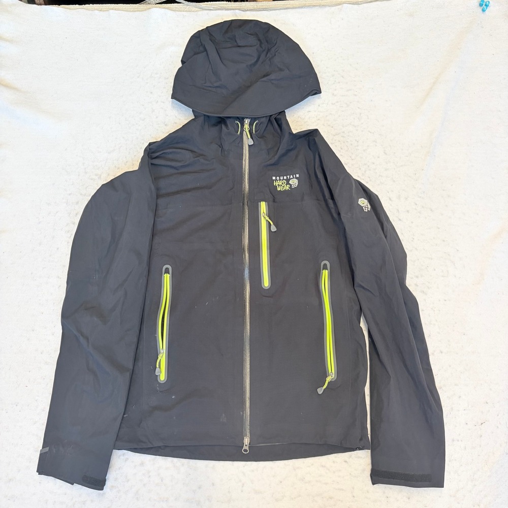Mountain Hardwear Dry.Q Elite Jacket Mens Medium Black Hooded Waterproof OM4147